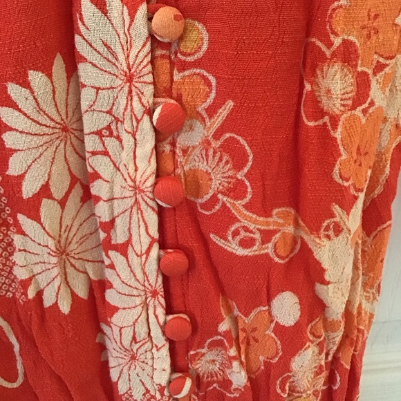 Free people orange floral midi dress Sz XS - Picture 5 of 7